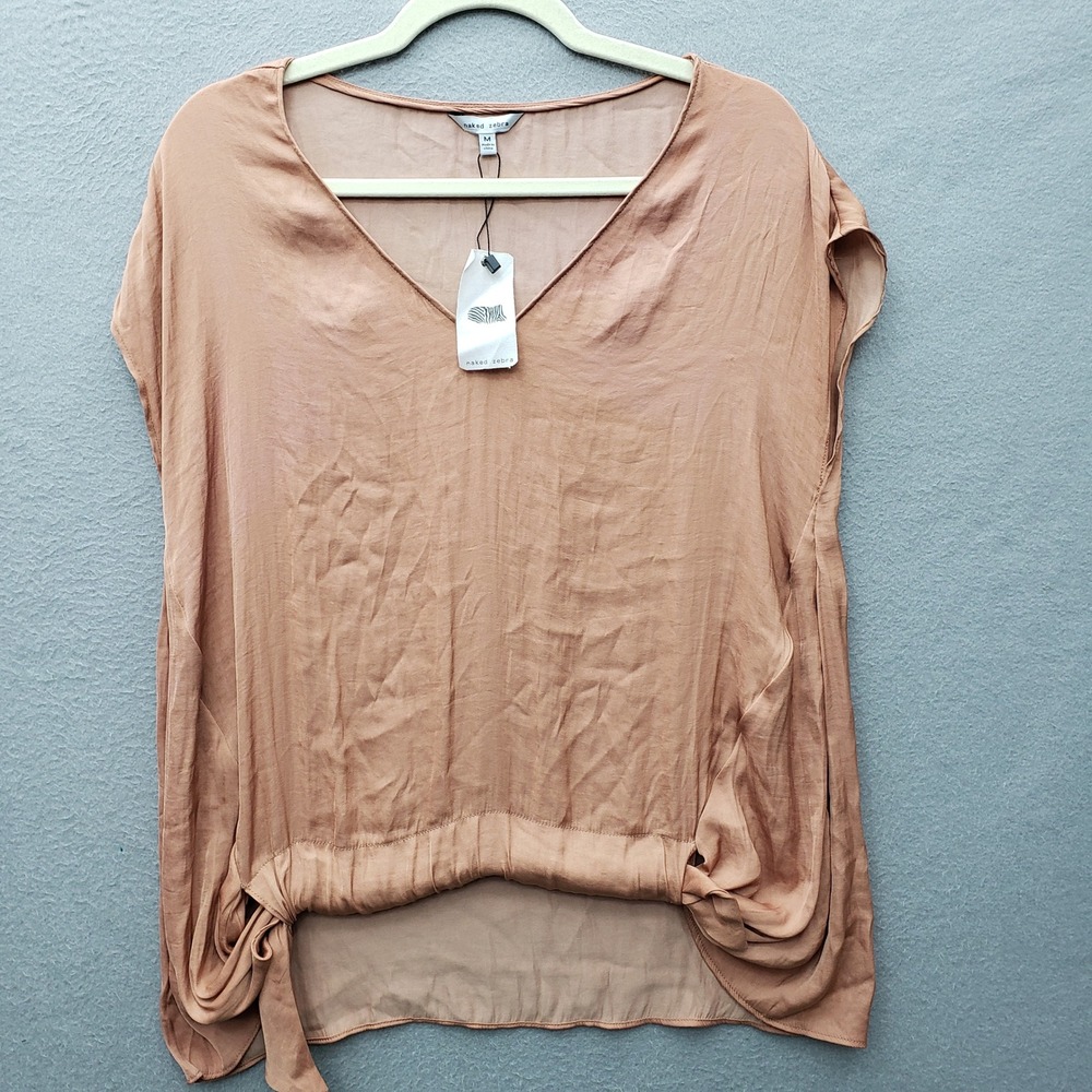 Naked Zebra High Low Cap Sleeve Top Peach Pink Lightweight Layering Size M NWT